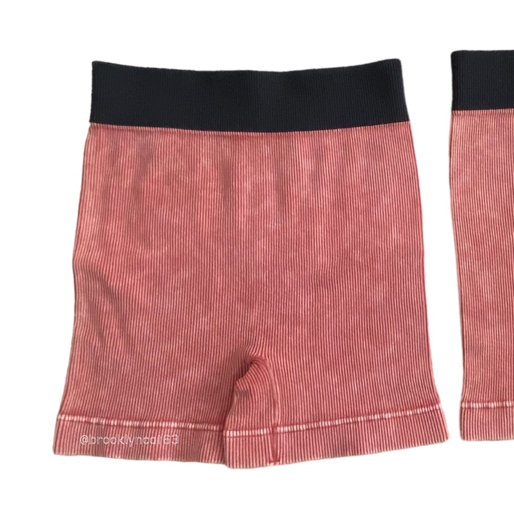 Zenana Seamless Shorts Ribbed Stretch Rust L - Picture 2 of 11